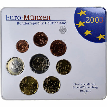 Nemecko,
 
 Setze 1 ct. - 2 eurá,
 
 Münzkaarte.FDC